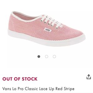 Vans lo pro classic lace up red stripe trainers